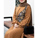 ست پیراهن و جلیقه گلبرگ شتری - Image 3