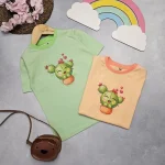 تیشرت دخترانه طرح کاکتوس خوشحال - Image 2