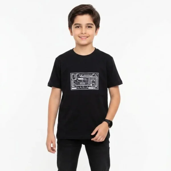 تیشرت مشکی باکسی طرح لبیک مستطیلی کد 121112 کد 121111 - Image 3