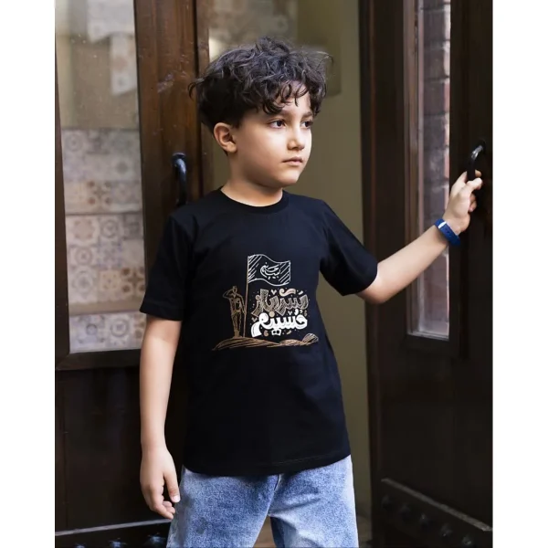 تیشرت مشکی طرح سرباز حسینم کد 1243 - تصویر 2