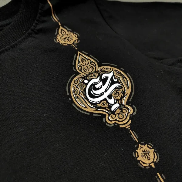 تیشرت مشکی طرح یاحسین اسلیمی کد 1371 کد 1372 - Image 2