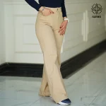 شلوار جین زنانه بگ بوت کات کرم K1 - Image 2