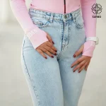 شلوار جین زنانه راسته آبی A2 - Image 2