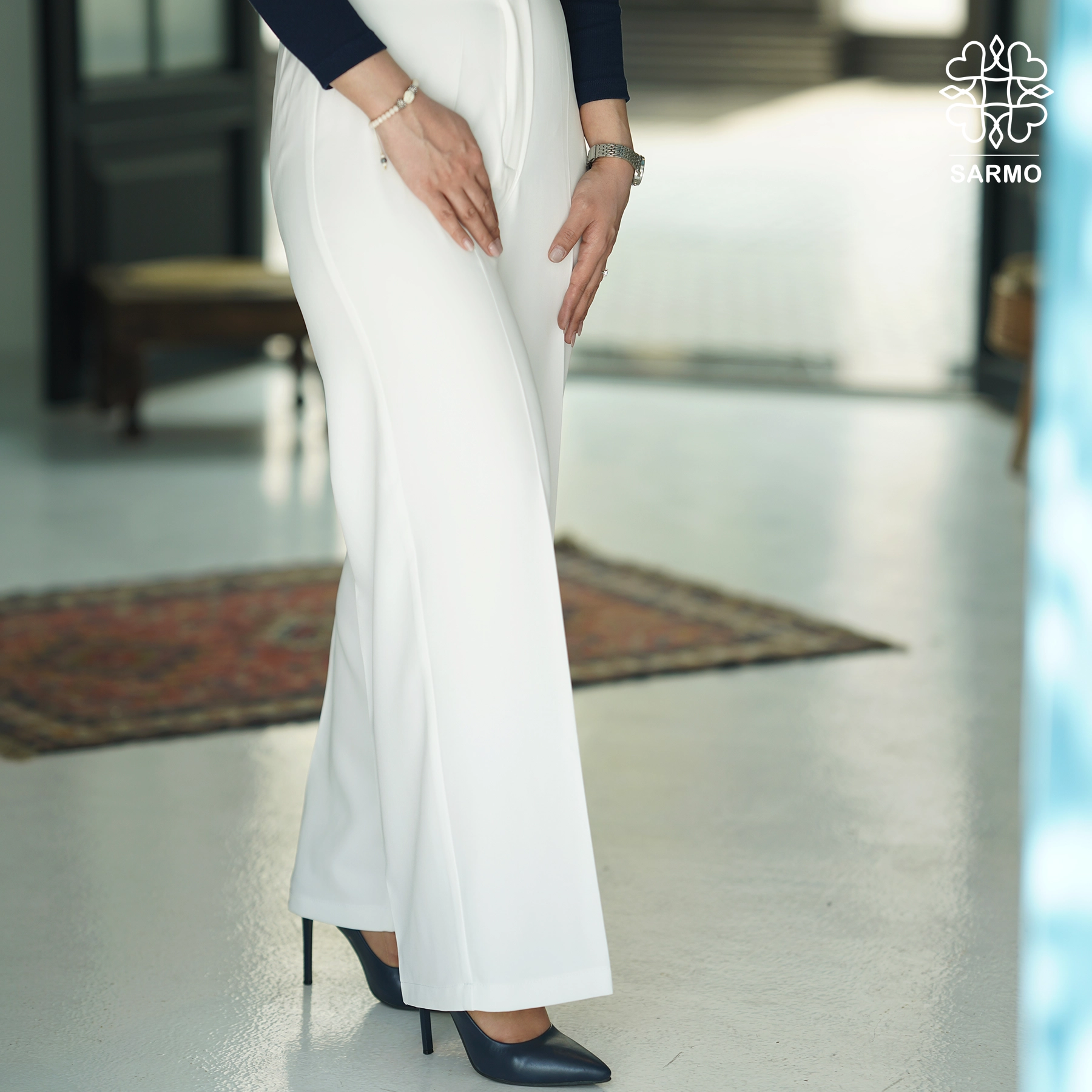 2 شلوار زنانه سفید مدل فول بگ - Image 1