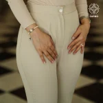 شلوار زنانه کرم مدل دمپاگشاد - Image 2