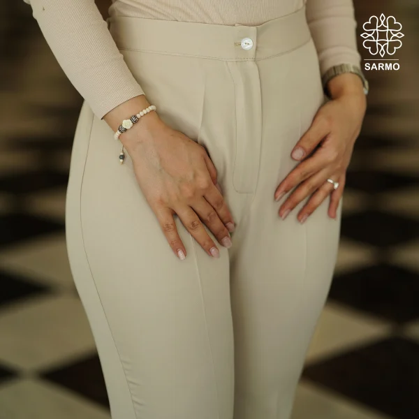 شلوار زنانه کرم مدل دمپاگشاد - تصویر 2