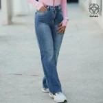 شلوار جین زنانه نیم بگ آبی A1