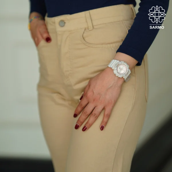 شلوار جین زنانه بگ بوت کات کرم K1 - تصویر 4