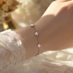 دستبند ونکلیف صورتی ریز کد 509428006 - Image 4