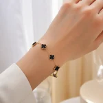 دستبند زنانه طرح ونکلیف مشکی طلایی کد 509428001 - Image 2