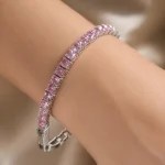 دستبند نگین‌دار صورتی کد 505055085 - Image 3