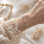 دستبند ونکلیف نقره ای کد 509428006-16 - Image 4
