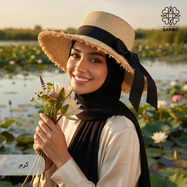 کلاه زنانه ساحلی طرح حصیری - Image 5
