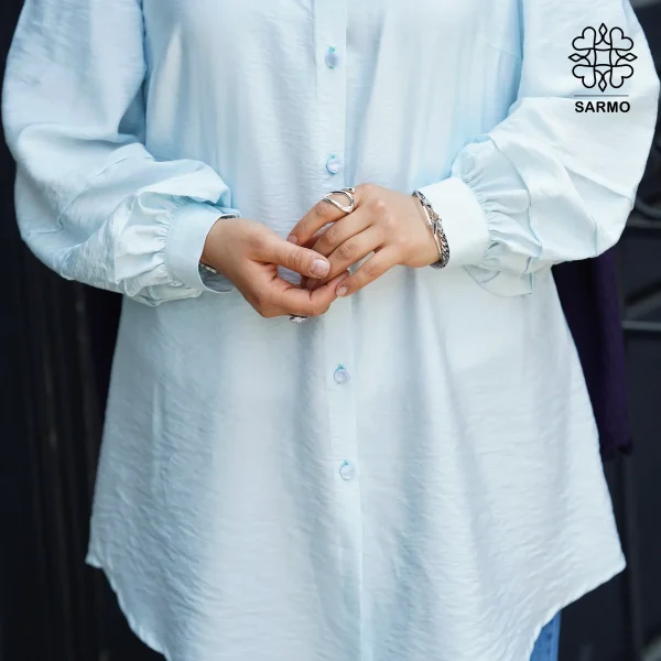 شومیز پاستیلی آبی - تصویر 11