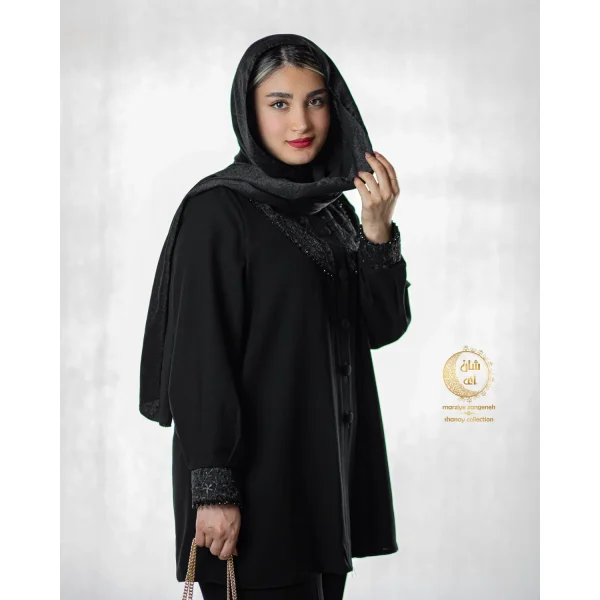 مانتو و شلوار شانتون وقار مشکی - تصویر 3