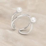 انگشتر استیل مرواریدی نقره ای کد 509151081 - Image 3