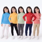 بلوز دخترانه طرح کشباف رنگینی
