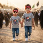 تیشرت پسرانه ملانژ طرح زائر کوچولو - Image 2