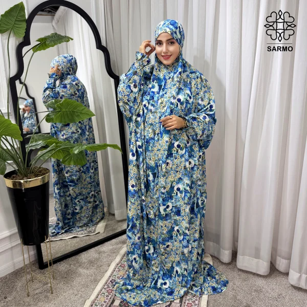 چادرنماز آستین دار نیلگون - تصویر 3