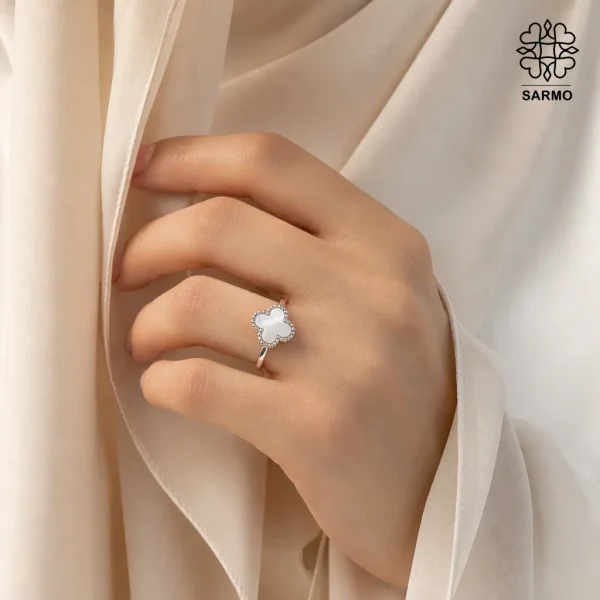 انگشتر ونکلیف سفید نقره ای استیل کد 509428020 - Image 4