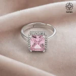 انگشتر استیل الماس نشان صورتی کد 407074024 - Image 2