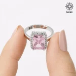 انگشتر استیل الماس نشان صورتی کد 407074024 - Image 3