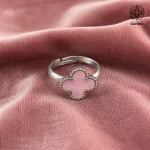 انگشتر استیل زنانه طرح ونکلیف نگین صدفی صورتی کد 509428020 - Image 2