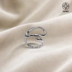 انگشتر استیل نقره ای انتزاعی کد 509151096 - Image 2