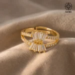 انگشتر نگین دار طلایی استیل کد 40971085 - Image 2