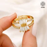 انگشتر نگین دار طلایی استیل کد 40971085 - Image 3