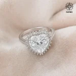 انگشتر استیل نگینی طرح قلب رنگ نقره ای کد 40707400 - Image 2