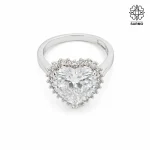 انگشتر استیل نگینی طرح قلب رنگ نقره ای کد 40707400