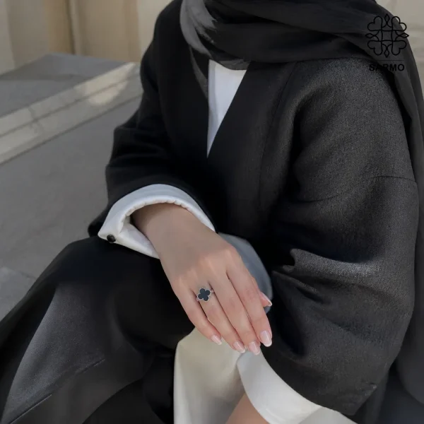 انگشتر ونکلیف مشکی نقره ای استیل کد 509428020 - Image 4