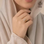 انگشتر سه نگین اشکی ژوپینگ طلایی کد 405230219 - Image 4