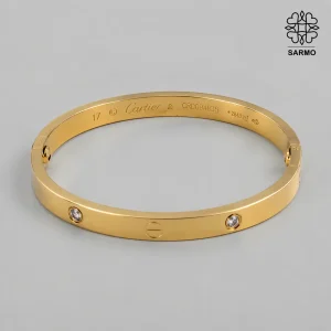 بنگل کارتیر طلایی نگین‌دار کد 509428025-38