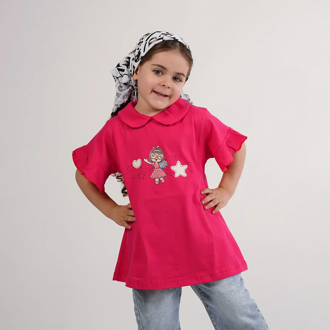 تیشرت-دخترانه-طرح-دختر-عکاس-36608 تیشرت دخترانه طرح دختر عکاس - Image 1