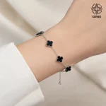 دستبند ونکلیف مشکی نقره ای کد 509428002-48 - Image 3