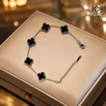 دستبند ونکلیف مشکی نقره ای کد 509428002-48 - Image 2