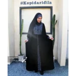 عبا زنانه شیردهی کرپ عبایی رز مشکی - Image 2