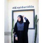 عبا زنانه شیردهی کرپ عبایی رز مشکی - Image 5