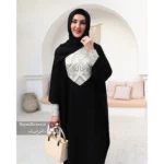 عبا زنانه مشکی جت بلک حریر اسود حنانه - Image 8