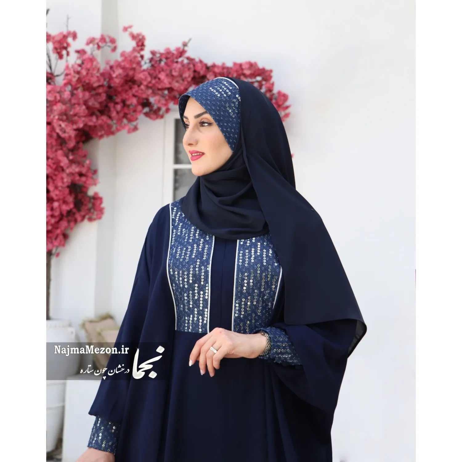 عبا-مجلسی-رنگی-الیزه-ضحی-جین-سوزن-دوزی-153 عبا مجلسی رنگی الیزه ضحی جین سوزن دوزی - Image 1