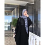 عبای مجلسی سوزن‌دوزی هندی ضحی تمام مشکی - Image 2