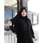 عبای مجلسی سوزن‌دوزی هندی ضحی تمام مشکی - Image 3