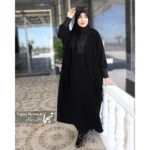 عبای مجلسی سوزن‌دوزی هندی ضحی تمام مشکی - Image 6