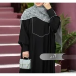 مانتو عبایی آذر مشکی کد 14021 - Image 2