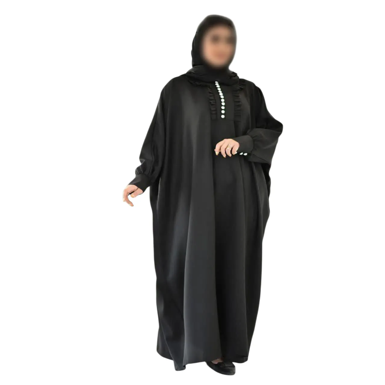 مانتو-عبایی-ریحانه-مشکی-کد-14029-5281 مانتو عبایی ریحانه مشکی کد 14029 - Image 1
