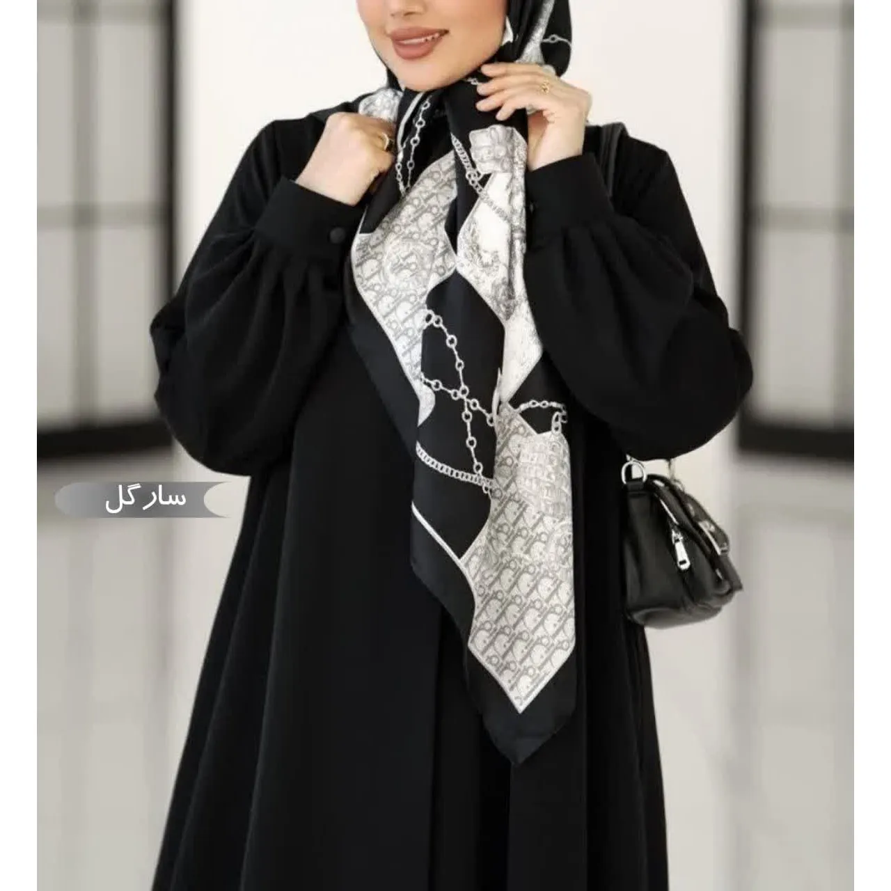 مانتو-عبایی-سارگل-مشکی-کد-14014-5220 مانتو عبایی سارگل مشکی کد 14014 - Image 1