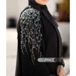 مانتو عبایی ساناز مشکی کد 14012 - Image 3