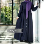 مانتو عبایی سرمه مشکی کد 14010 - Image 3